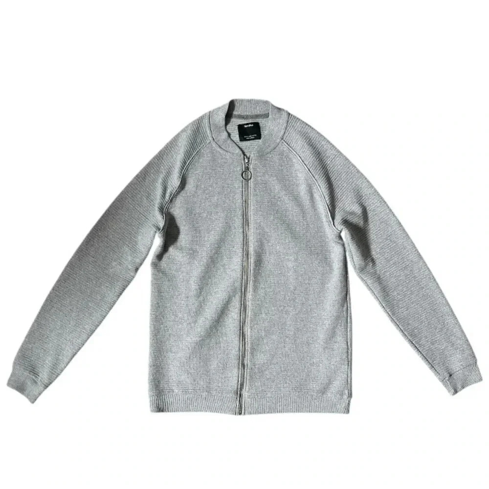 Bershka Full-Zip Sweater Grey‎ Women's Size Medium